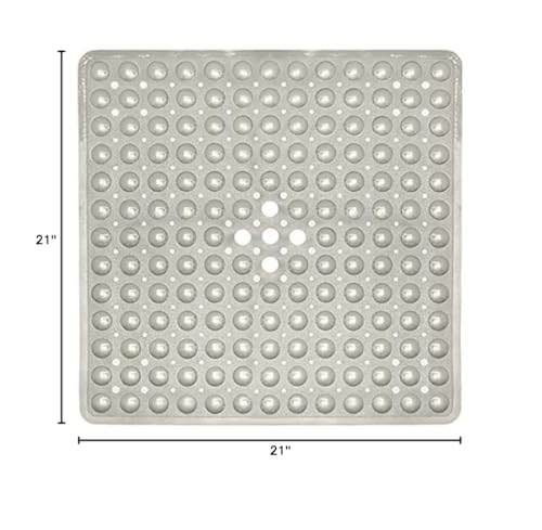 ENKOSI Square Shower Matt Non Slip - 21 x 21 - Shower Floor Mat - Anti Slip Mats for Shower Stall - Shower Bath Mat - Shower Grip Mat (21x21 Clear Grey) - color: Clear Grey