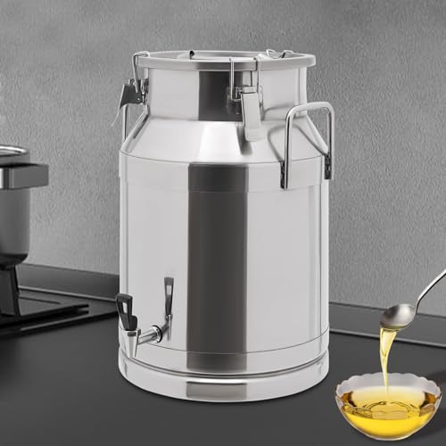 30L/7.93Gallon Stainless Steel Milk Can with Spigot, Heavy Duty Milk Jug Milk Bucket Wine Pail Bucket Bottle Liquid Container Storage Milk Container for Grain Wine Liquid,Stainless Steel Sealed Tank