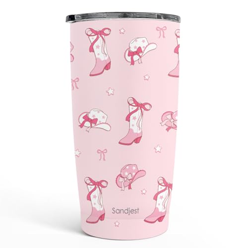 SANDJEST Cowgirl Tumbler 20oz, Stainless Steel Travel Cup with Lid, Insulated Coffee Mug, Cowgirl Gifts for Women Girls Friends Sisters on Birthday Christmas (Pink) - color: Cowgirl 1