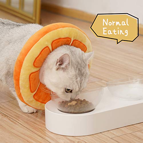 ANWA Adjustable Cat Cone Collar Soft, Cute Cat Donut Collar After Surgery, Kitten Recovery Cones to Stop Licking - color: Orange, size: Large