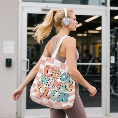 Aesthetic Canvas Tote Bag for Women - with Magnetic Snap Closure & Zipper Inner Pocket Reusable Totes Bag - color: Nanas1