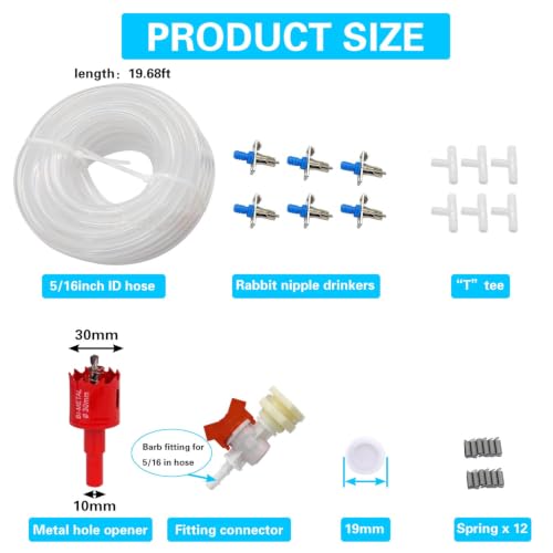 Rabbit Watering System Automatic Rabbit Nipple Water Drinker Kit | Durable Zinc Alloy,Automatic Drinking System Drip-Proof And Hygienic,Complete Set Of Accessories, Easy To Install