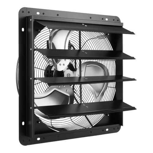 VEVOR 18 inch Shutter Exhaust Fan Wall-Mount Variable Speed Temperature, Automatic Louvers Sturdy Steel Housing, Low Noise, Ventilation and Cooling for Attic, Garage, Barn, Greenhouse, Workshop - size: 18 Inch