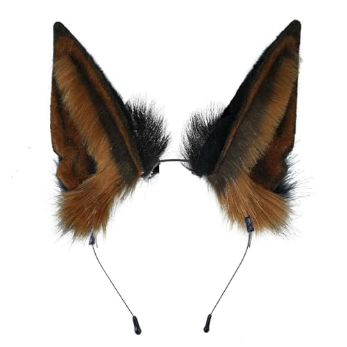 Handmade Wolf Ears Headband Fox Ear Hairband Wolf Cosplay Props - color: Brown Black