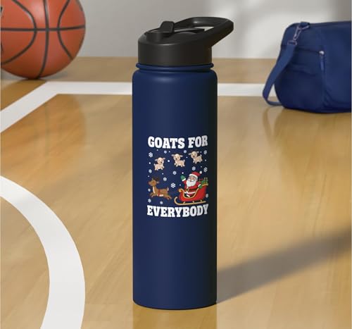 Goats For Everybody Christmas Kids Santa Reindeer Snowflake Stainless Steel Insulated Water Bottle - color: Navy Blue