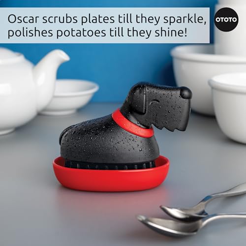 (NEW) OTOTO Oscar Dog Dish Brush - Dog Gifts, Daschund, Wiener Dog, Dish Scrub Brush, Dish Scrubber, Kitchen Vegetable Scrub Brush Palm Brush, White Elephant Gifts, Cute Kitchen Gadgets - style: Oscar