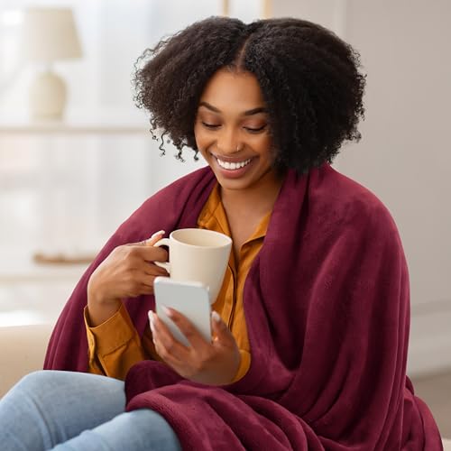 Utopia Bedding Soft Fleece Bed Blanket Throw Size Burgundy (50x60 Inch) | Microfiber Plush Warm Lightweight Breathable Cozy Blanket Anti-Static, All Season Use, Gift for Women and Men - color: Burgundy, size: Throw (50x60 Inch)