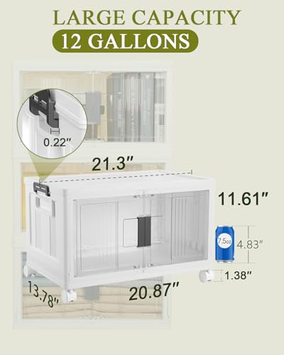 OlarHike 144QT Storage Bins with Lids for Closets, Office, Dorm, 3 Pack | Multi-Lid, Lockable Cabinet, Doors & Wheels, Foldable & Collapsible, Stackable Organizers, Plastic Drawers, School, Game Day - size: 48QT-White