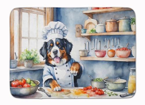 Caroline's Treasures Bernese Mountain Dog The Chef Memory Foam Kitchen Mat Machine Washable Anti-Fatigue Mat Cushion Comfort Bath Mat or Kitchen Rug - color: Bernese Mountain Dog 6206