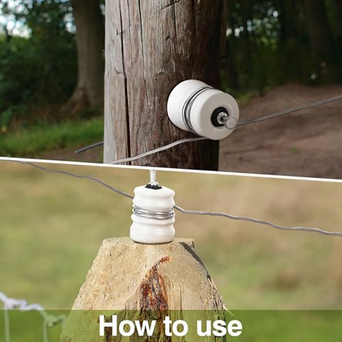 Pangda 25 Pack Multi-Groove Wood Post Ceramic Insulator with Double-Headed Nails and Washers Ceramic Electric Fence Insulator for Wooden Post Electrical Wire Ground Fencing Agricultural Supplies