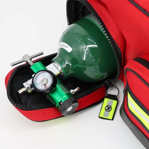 Lightning X Fully Stocked X-Tuff Modular Oxygen Trauma Bag w/Removable Organizer Pouches for EMS/EMT + First Responder - Red - color: Red