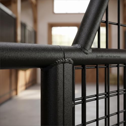 52"x42" Heavy Duty Reinforced Frame Horse Stall Gate, Alloy Steel Horse Gate with Heavy Duty Stall Guard, Galvanized Rustproof Chew Proof, Reinforced Frame Plus Heavy Hinges, Two Way Opening - size: 52 in × 42 in × 0.8 in