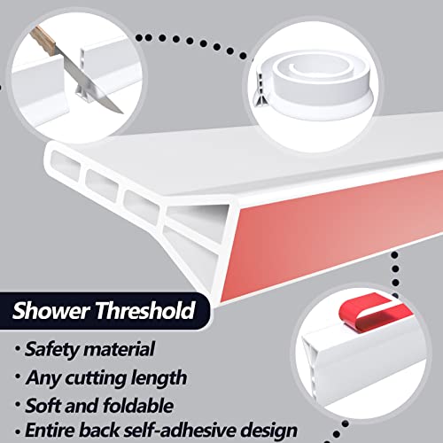 Raycity 3"H Shower Threshold Water Dam, Shower Water Guard, 98 Inch, White | Silicone Rubber Water Stopper for Walk in Shower, Water Barrier, Prevent Leaks, Suitable for Bathroom, Kitchen - color: White, style: 98 inch