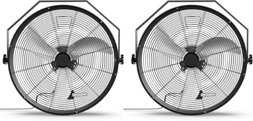 Simple Deluxe 20 Inch High Velocity Wall Mount Fan with Rack, 3 Speed Industrial/Commercial Metal Ventilation Fan,2 Pack - size: 20 Inch-Classic, style: 2 Pack