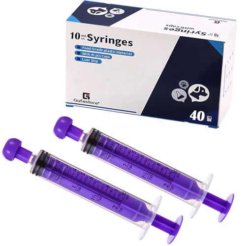 40pcs 10ml Syringes with Caps for Industry Lab Pet Feeding (Purple) - color: Purple, size: 10ml-40Pack