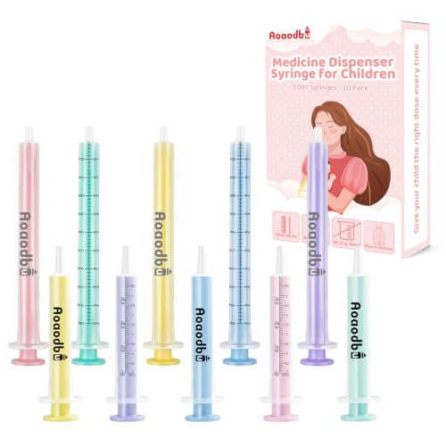 Baby Medicine Dispenser 5ML/10ML Syringe For Children,Oral Syringes, Liquid Plastic Syringe Without Needle,Leak proof Dosing Tools,5 Uniquely Colour Syringes - 10 Pack - size: 5ML+10ML-10Pack
