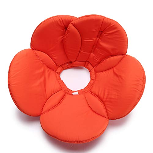 Dog Cone E-Collar Flower Soft Elizabethan Waterproof Grooming Recovery Protective Adjustable Collar for Puppy Small Medium Dogs (S Neck:9-11in, Orange) - color: Orange, size: S Neck:9-11in