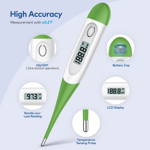 Boncare Rectal Thermometer for Baby 2 Packs (Light Blue+Green) | Digital Thermometer with 10 Seconds Fast Reading - color: Light Blue+Green