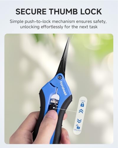 Fondwell 2-Pack 6.5" Precision Garden Scissors Pruning Snips Plant Pruners | Plant Shears Snips, Ultra-Sharp Non-Stick Curved Blades, Comfortable Use, Safety - Best for Precision Cuts in Tight Spaces - color: Black (Curved Blades, 2-pack)