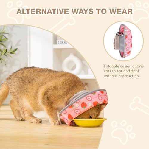 Avont Cat Cone Collar – Soft Lightweight Recovery E-Collar for Cats - Strawberry S - color: Strawberry, size: S(Neck: 6"-7")
