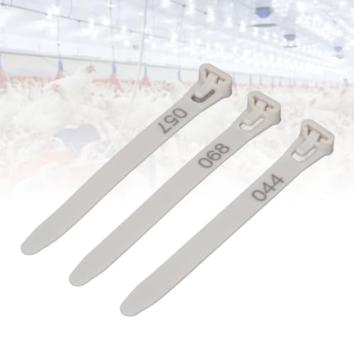 100Pcs Chicken Leg Rings, 1-100 Numbered Poultry Chicken Identification Leg Ankle Bands Tags Reusable Zip Tie for Ducks Chicks Pigeons Goose (White) - color: White