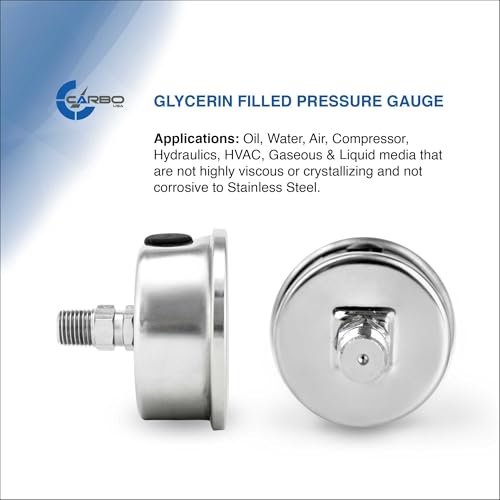 15 PSI Liquid Filled Pressure Gauge with NIST Traceable Certificate, Calibrated in USA Lab, 2.5" Dial, 1/4 NPT Back Mount, ASME Grade A, 304 SS Case, Brass Wetted Parts, PSI/Bar - size: 0-15 PSI, style: NIST TRACEABLE