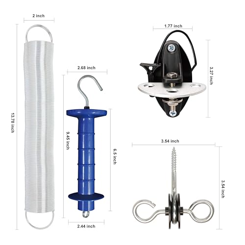 2 Pack Electric Fence Gate Kit, with Spring Gate Handle, 2 Anchor Insulators and 23 Feet Tension Big Spring，for Electric Fence Gate Livestock Fence Agricultural Fencing and Pasture - style: PK2 Spring Gate Kit