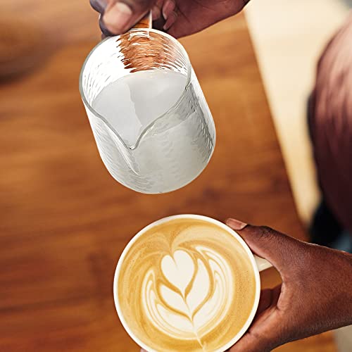 Leinuosen 2 Pcs 550ml Small Glass Milk Pitcher Creamer Pitcher Glass Tea Coffee Creamer Creative Measuring Frother Cup Jug