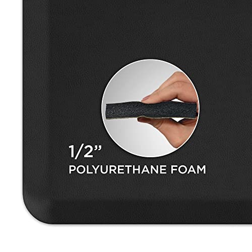 NewLife by GelPro Anti-Fatigue Nonslip 1/2" Thick Hard Floor Utility Mat for Garage, Patio and Kitchen, 20" x 72", Leather Grain Black - color: Leather Grain Black