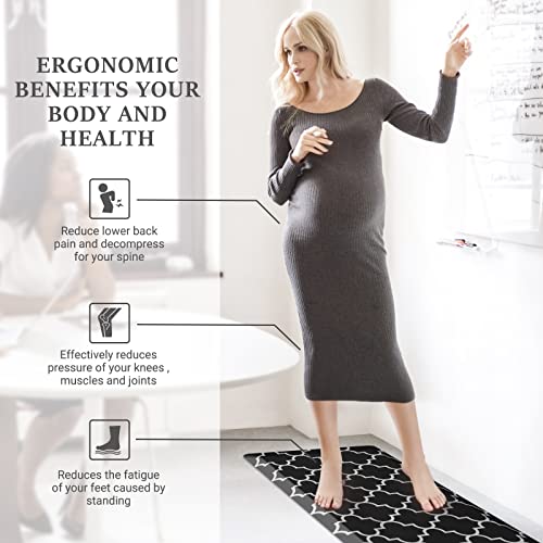 WISELIFE Kitchen Runner Rugs Anti-Fatigue mats, 17.3" x 39", 4/5 Inch, Black - color: Stylish Black, size: 39"L x 17.3"W x 0.8"Th