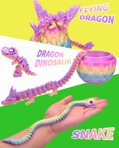 5 Pcs，12" 3D Printed Rainbow Dragon Eggs,Dinosaur Egg,Crystal Dragon Toys,Snake Eggs, Animals,Fidget Toy,Desk Executive Toy，Easter Eggs Basket Stuffers,Toys for Boys Kids Teen 5-7 4-6 8-12 - color: Tt-02