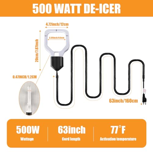 Kardeep 500W Bird Bath Heater, Cast Aluminum Submergible Stock Tank Heater De-icer Thermostatic Control Chicken Water Heater, Bird Bath Deicer for Winter Livestock