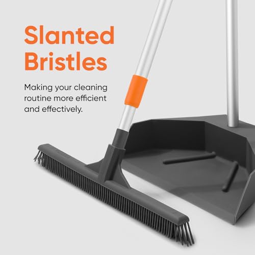 Superio Silicone Broom - Carpet Rake for Hardwood & Carpet, Pet Hair Cleaning - color: Silicone, size: 60"