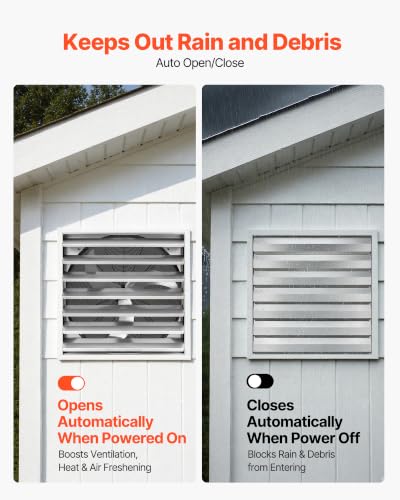 VEVOR 36 Inch Shutter Exhaust Fan Wall Mounted Automatic Louvers Silver, Sturdy Steel Housing, Low Noise, AC Motor, 9761 CFM Ventilation and Cooling for Attic, Garage, Barn, Greenhouse, Workshop - size: 36 Inch