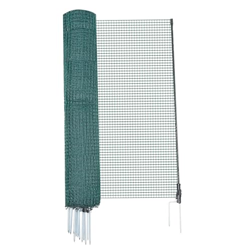 VEVOR Temporary Fence with Posts, 3 x 49.2 FT Plastic Mesh Fencing, Garden Safety Fences Netting with Double-Spike Stakes & Guy Ropes, Temporary Fence for Dogs, Chickens, Plants, Outdoor Yards - size: 36in*49ft