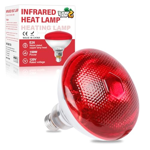 LUCKY HERP Heat Lamp Bulbs for Chickens, 150W Infrared Heat Lamp 1 Pack, Red Heat Lamp Bulbs for Reptiles, Pets, Brooder Coop and Poultry - style: 150 Watts 1 PACK