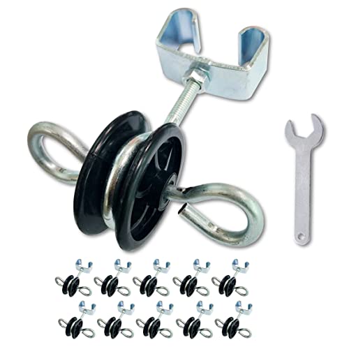 QMARK Farm Electric Fence T-Post Gate Handle Anchors, Double Hooks T Post, 2-Rings T-Post Insulators, Black(10)
