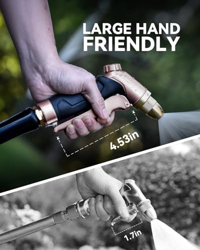 RAINPOINT Garden Hose Nozzle, 100% Heavy Duty Metal Hose Sprayer, High Pressure Water Hose Nozzle with Adjustable Spray Patterns and Flow Control for Watering Plants, Car Washing, Pet Washing, Brown - color: Brown
