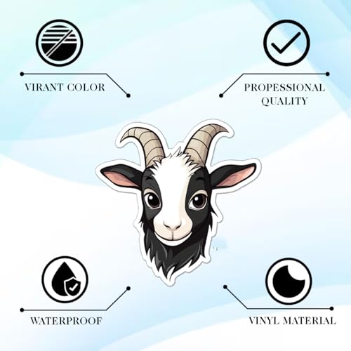 64pcs Goat Stickers - Goat Sticker Waterproof Decals for Water Bottles Laptop Luggage Computer Scrapbooking Teens Adults Girls Kids Funny Party Birthday Decorations