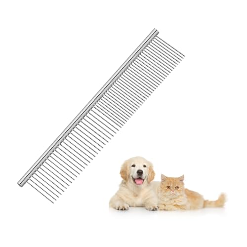 Dog Comb – Stainless Steel Metal Comb for Dogs with Rounded Ends | Cat Comb for Removing Tangles and Knots | Dog Grooming Comb for Dog Cat and Pets | Groom Like a Professional
