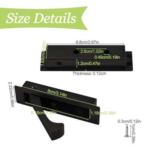 1 Pack 304 Stainless Steel Recessed Pocket Door Handle Brushed Flush Mount Pocket Door Edge Pull for Closet Pocket (Black) - color: Black-1pcs-A