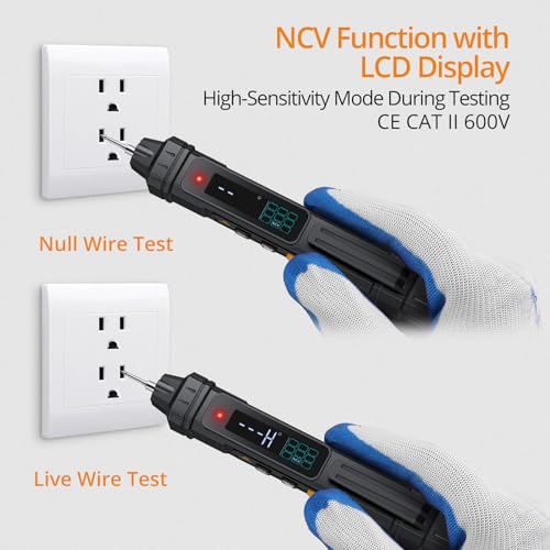 Neoteck 6000 Counts 2 in 1 Pen Type Digital Multimeter Voltage Tester | TRMS Intelligent Voltmeter with LCD Display AC/DC Voltage Resistance Diode Continuity Capacitance Frequency for PCB DIY-Black - color: Black, size: 6000 Counts
