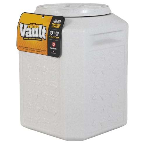 Vittles Vault Airtight Pet Food Storage Container + Scoop, Fits Up to 35lbs | Stores Dog Kibbles, Bird Seed, Oatmeal, Rice, Flour and Cereal in BPA Free Plastic, Sealed Airtight, Made in USA, with Scoop - size: 35 Pounds