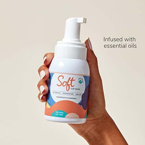 Soft Cup Wash | Menstrual Cup Cleanser for Silicone Period Cups | 6.8 oz | pH-Balanced | Feminine Wash | Body-Safe | Infused with Grapefruit and Chamomile