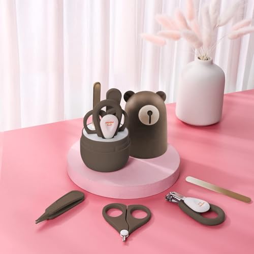 Baby Nail Clippers Set with Cute Case, Infant Fingernail and Toenail File Kit for Newborn Manicure and Pedicure, New Mom Grooming Gift - color: Pink