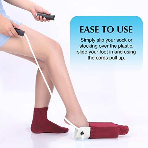 CAidRE Sock Aid - Wide 3.93" Sock Aid with Foam Handles, Sock Aide Device for Seniors, Sock Helper Easy On Easy Off for Regular Socks, White - color: White