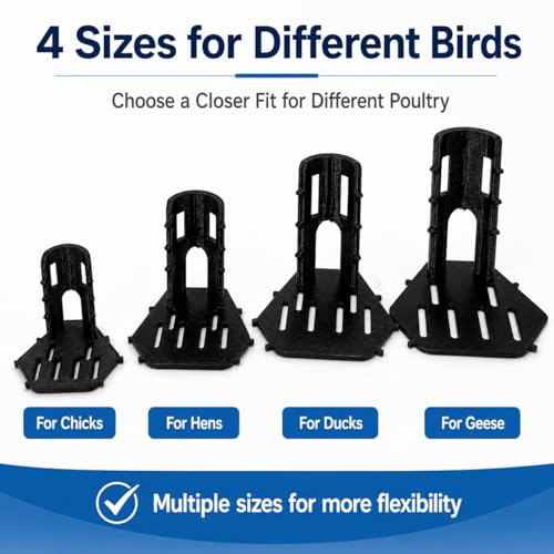 4 Sizes Poultry Leg Splint Set, Chicken Foot and Leg Support Brace Kit with Cohesive Wrap and Cable Ties, Black PET Splints for Chickens, Ducks and Geese