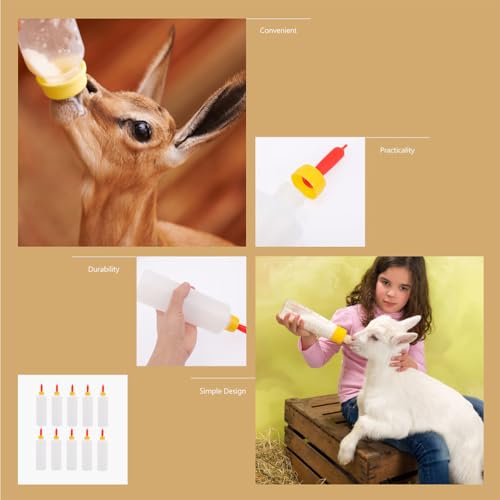 NUOBESTY 1 Set Lamb Feeding Bottles Calf Nursing Feeder Bottles with 8 Replaceable Nipples for Livestock Feeding