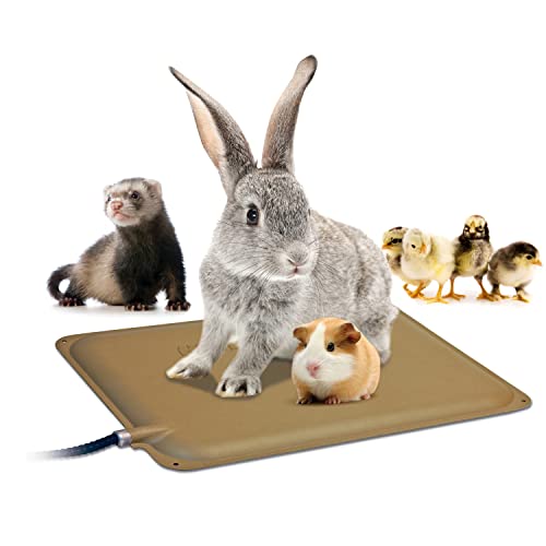 K&H Pet Products Small Animal Outdoor Heated Pad, Waterproof, Chew Resistant, Safety Listed, Indoor Outdoor Heater Warming Pad for Cat Houses, Rabbit Hutches, or Chick Brooders - 12 X 9in Tan 25W - size: Petite 12 X 9 Inches