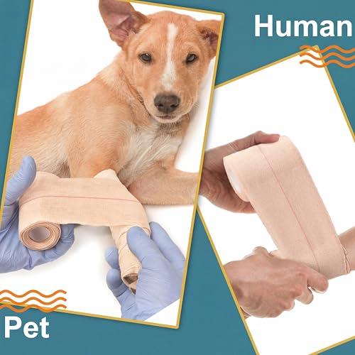 BBTO 4 Rolls Elastic Adhesive Tape Bandage, 5 Yard, 3 Inch | Elastic Tape Self Adhesive Bandage Wrap, Flexible Stretch Bandages for Sports Ankle, Knee and Wrist Sprains Animal Pets - size: 3 Inch in Width